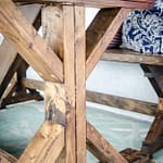 close up of rustic table legs